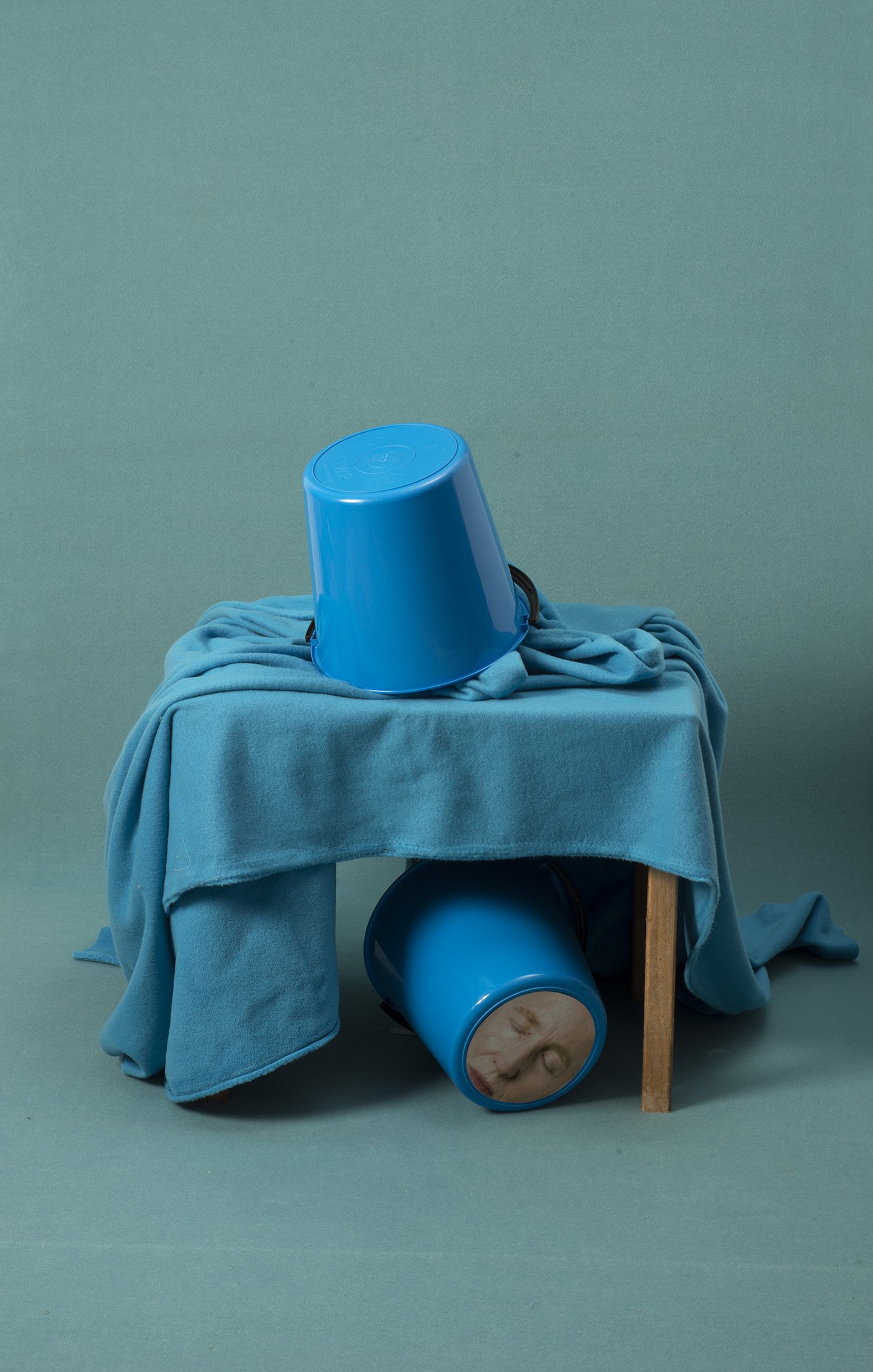 Bucket Portrait (blue under table)